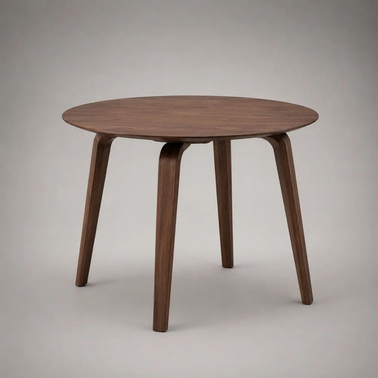 Table à manger ronde en bois, 4 places, brun noyer, Ø 100 × H 75 cm