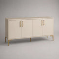Buffet rectangulaire 4 portes en MDF et acier beige et laiton, 160 × 40 × 80 cm