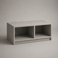 Table basse rectangulaire en bois effet béton gris avec 2 niches ouvertes, 100 × 50 × 45 cm