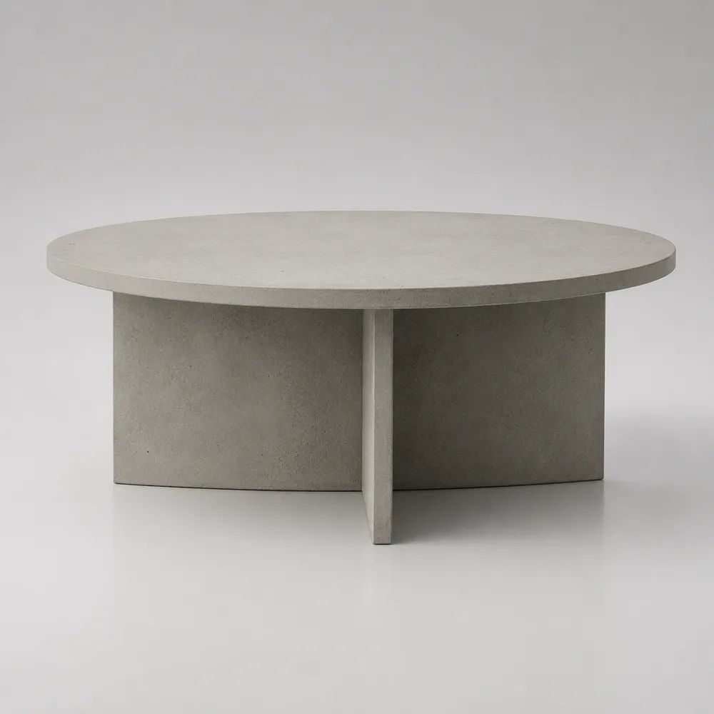 Table basse ronde en béton fibré gris clair, Ø 90 × H 40 cm