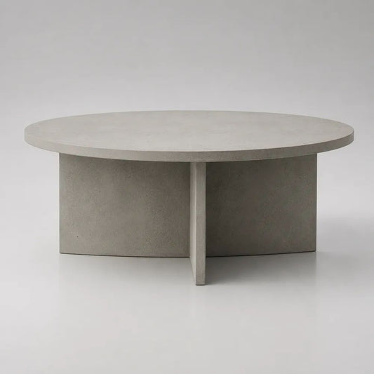 Table basse ronde en béton fibré gris clair, Ø 90 × H 40 cm