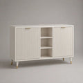 Buffet rectangulaire à 2 portes en MDF blanc et acier doré, 120 × 40 × 90 cm