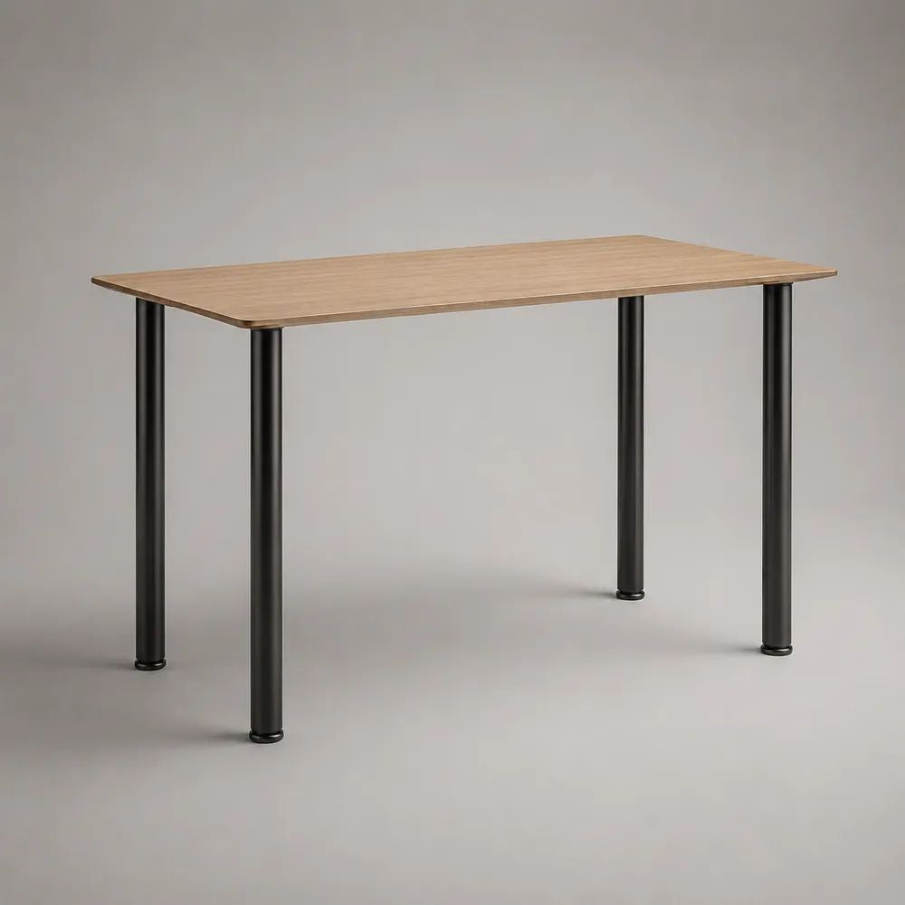 Table à manger rectangulaire 4 personnes en bois et métal, chêne naturel et noir, 120 × 70 × 75 cm