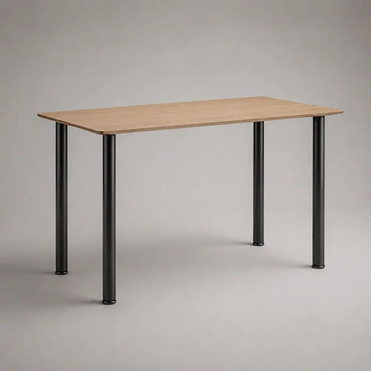 Table à manger rectangulaire 4 personnes en bois et métal, chêne naturel et noir, 120 × 70 × 75 cm