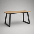 Table à manger rectangulaire en bois et métal, chêne naturel et noir, 140 × 80 × 75 cm