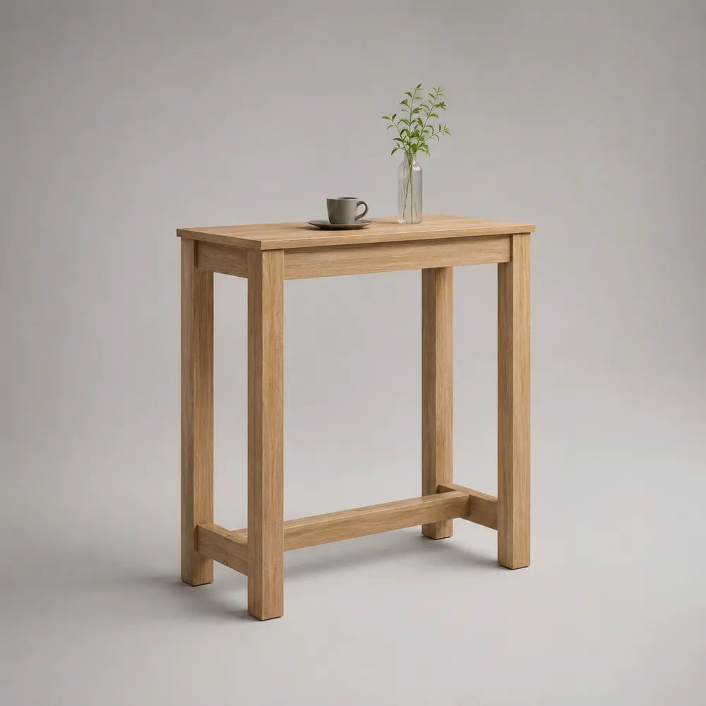 Table de bar haute rectangulaire en bois, beige naturel clair, 100 × 50 × 105 cm